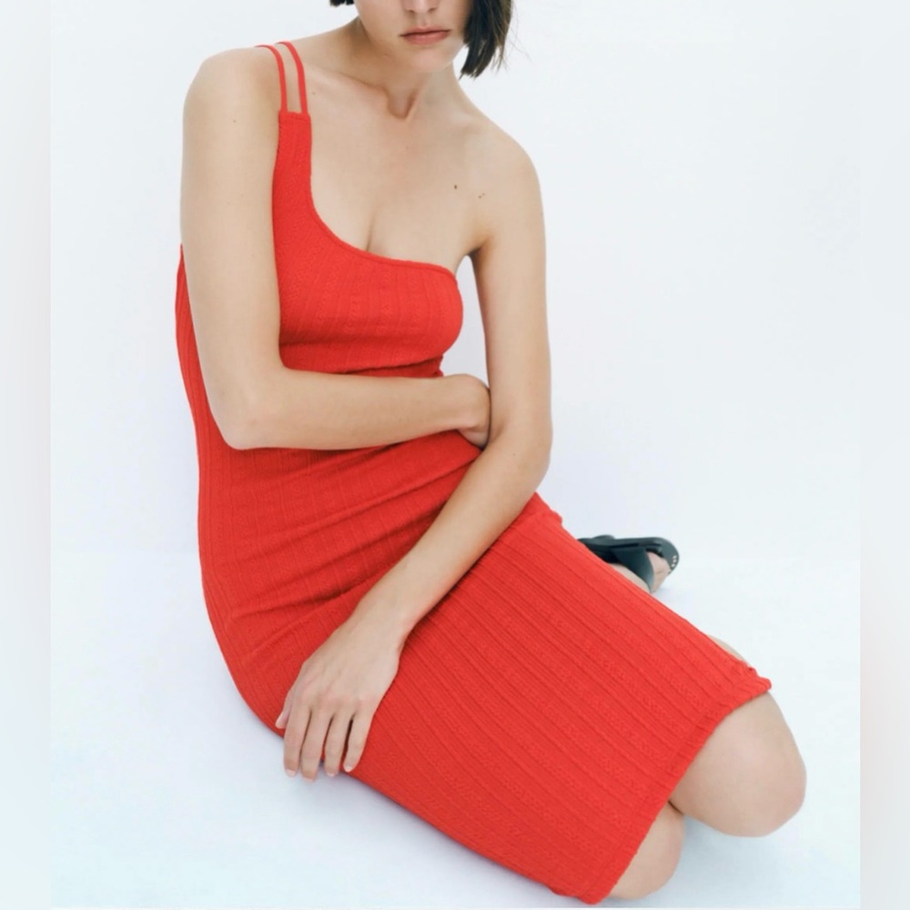 Zara one shoulder midi dress